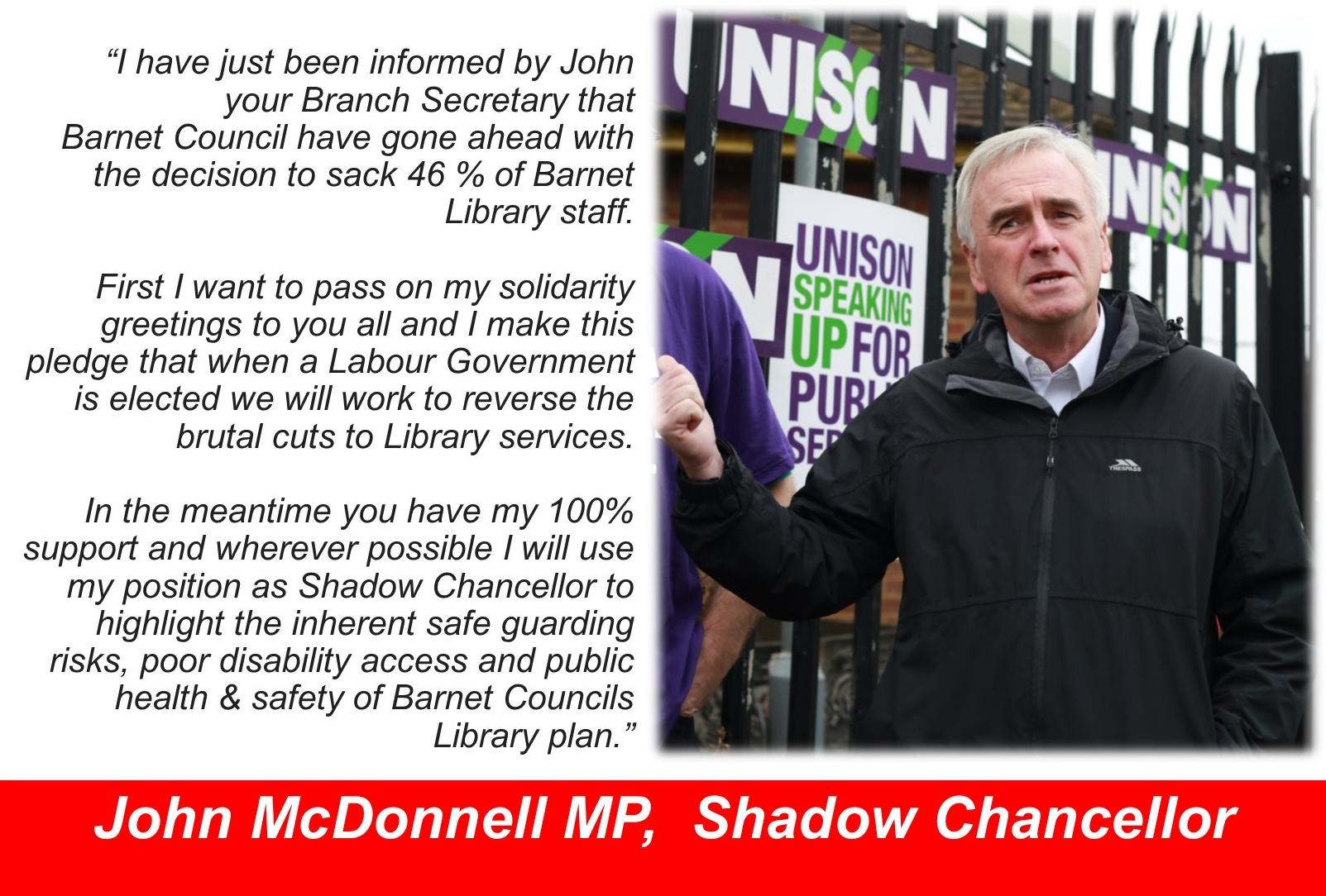Supporting Barnet UNISON Library workers