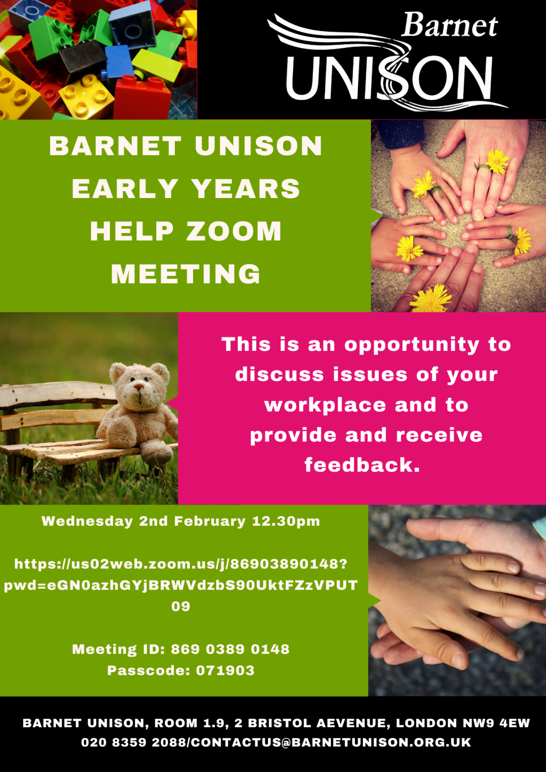 Early Years Help Zoom meeting UNISON